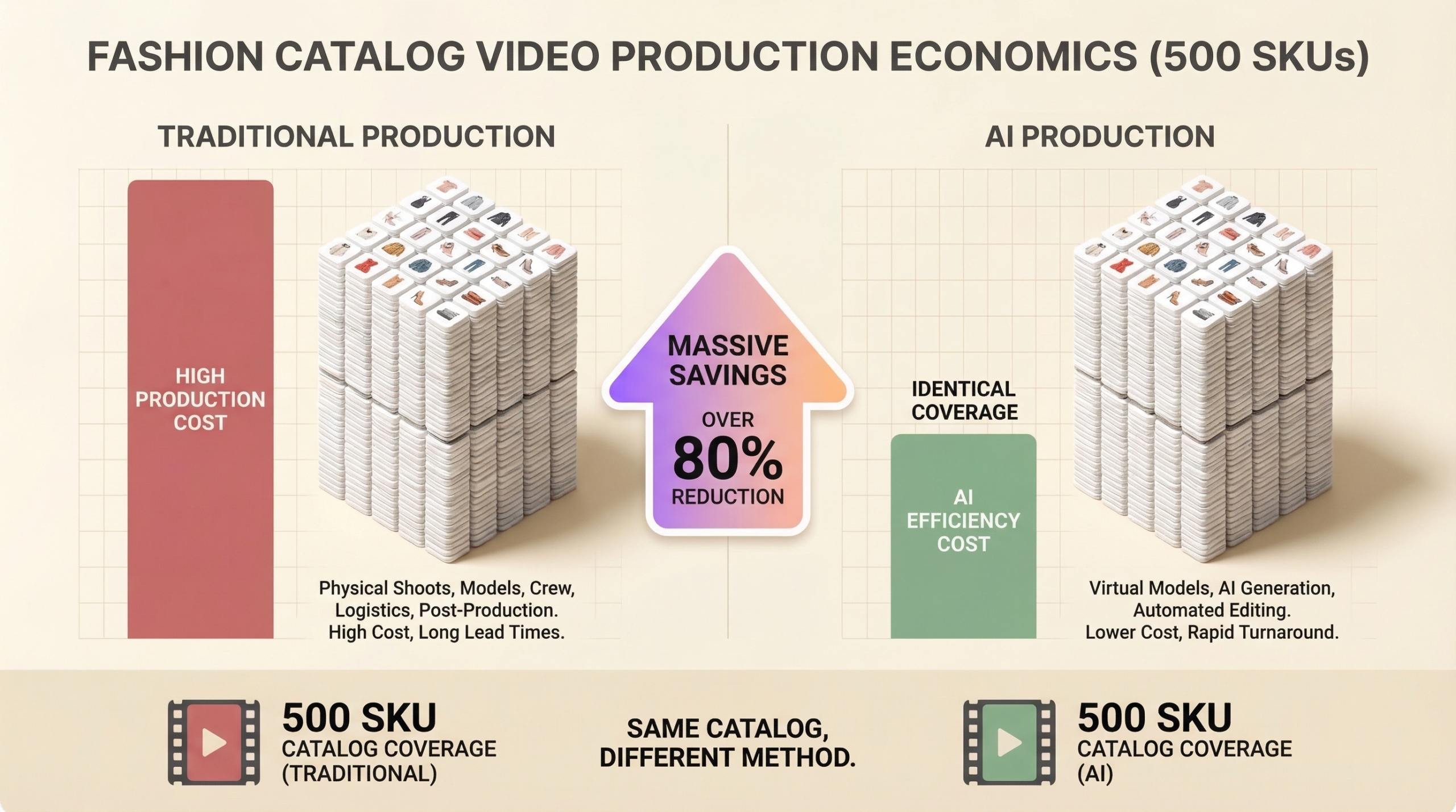 Fashion catalog video production economics (500SKUs)