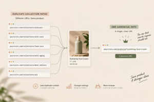 Shopify SEO agency | Duplicate Shopify collection paths resolving to one canonical URL