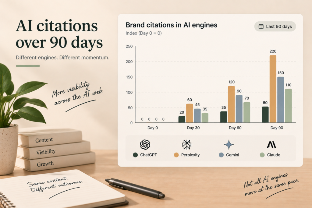 ChatGPT citations rising more slowly than other AI engines over 90 days